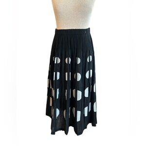 Made in Japan Black & White Dots Midi Skirt Elegant Long Length S-M